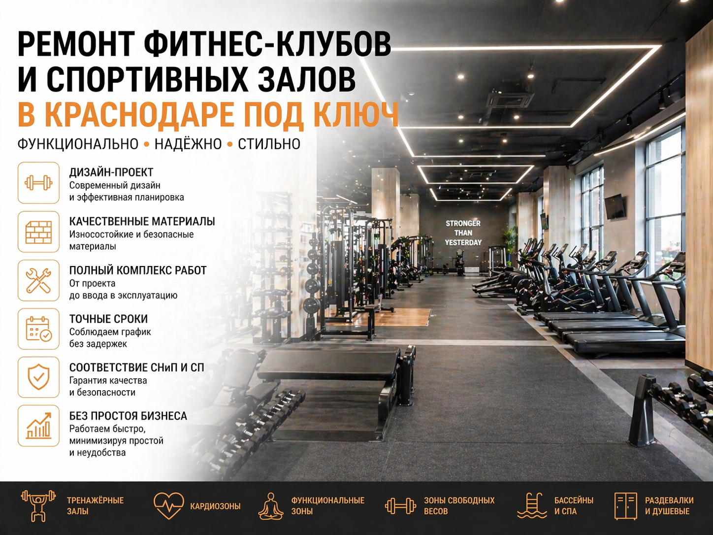 Ремонт фитнес-клубов и спортивных залов